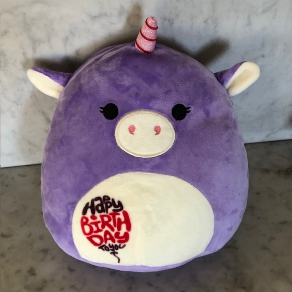 SQUISHMALLOWS Astrid the Purple Unicorn Happy Birthday to You 8" RARE